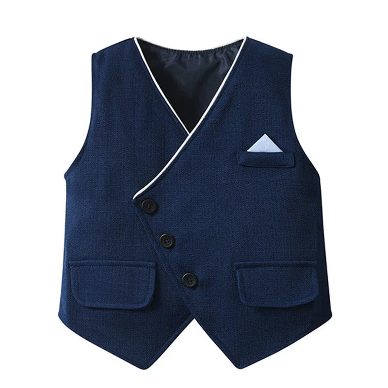 Baby Boy Clothes Sets Formal Suit Boys Long Sleeve Shirt Vest Trousers 3Pcs Sets Children Gentleman Birthday Party Clothing 1-6Y