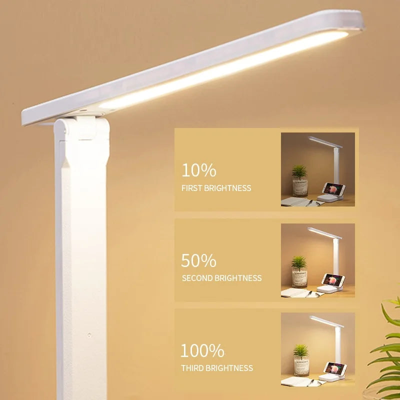 Foldable Led Desk Lamp 3 Color Dimmable Touch Table Lamp Bedside Reading Dormitory Eye Protection USB Chargeable Night Light