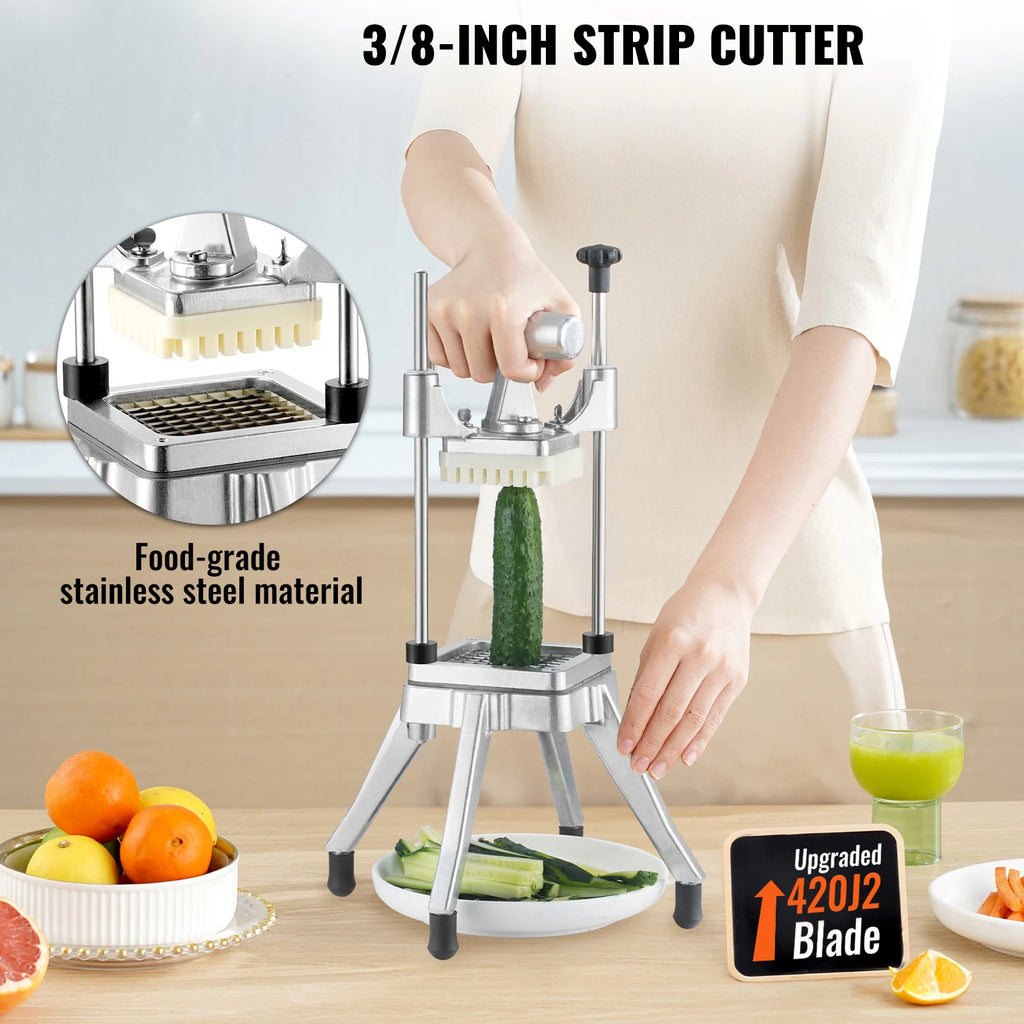 SucceBuy 3/8 1/4 Inch Manual Fruit Vegetable Dicer Cutter Commercial Food Cutter Stainless Steel Slicer for Restaurant Kitchen
