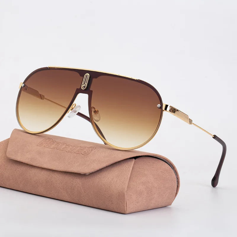 Classic Pilot Sunglasses Women For Men Vintage Big Frame Punk Luxury Brand Designer Outdoor Driving Metal Popular Sun Glasses UV