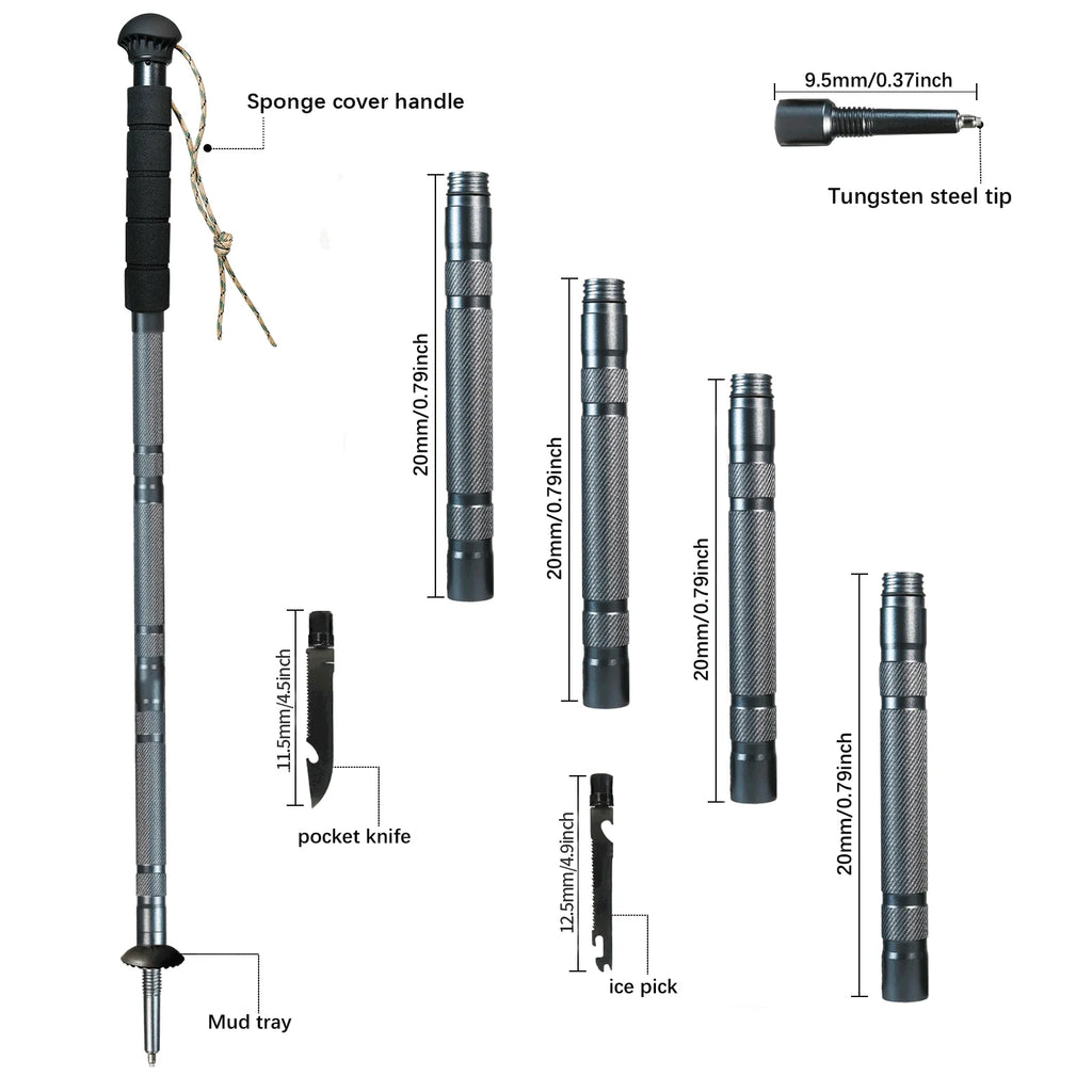 Hiking Poles Multifunctional Outdoor Hiking Camping Ultralight Tactical Set Telescopic Hiking Climbing Trekking Poles