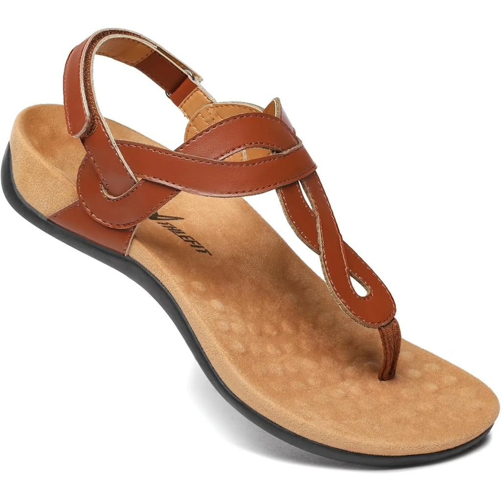 Women's Orthopedic Arch Support Sandals Comfortable Thong T-Strap Orthotic Casual Flat Sandals