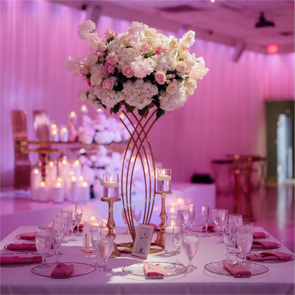 Wholesale Geometric Metal Floor Vases Column Stand Road Lead Flower Centerpieces for Wedding Home Events Decor