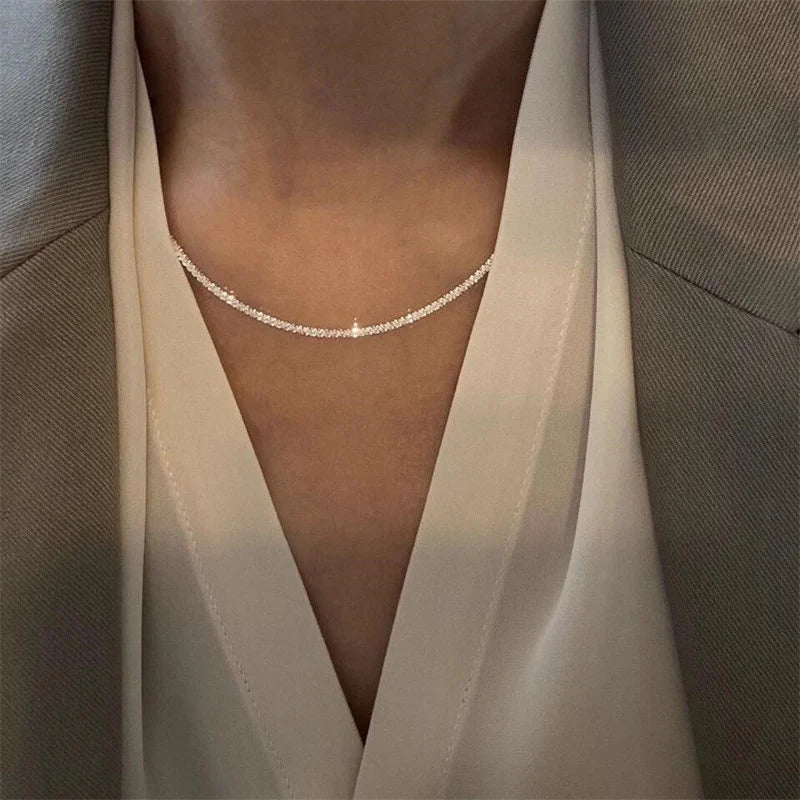 SOMILIA Fashion 18K Yellow Gold Necklace Authentic S925 Sterling Silver Sparkling Clavicle Sweater Chain High Jewelry For Woman