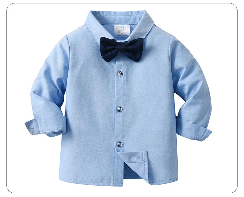 Baby Boy Clothes Sets Formal Suit Boys Long Sleeve Shirt Vest Trousers 3Pcs Sets Children Gentleman Birthday Party Clothing 1-6Y