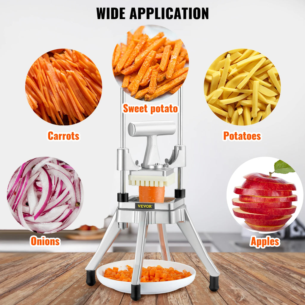 SucceBuy 3/8 1/4 Inch Manual Fruit Vegetable Dicer Cutter Commercial Food Cutter Stainless Steel Slicer for Restaurant Kitchen