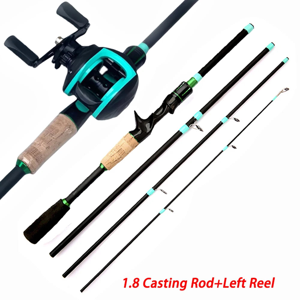 Fishing Rod Reels Combo 4/5Sections ML Action 3.5g-14g Ultralight Trave Rod With Baitcasting Reel Kit Carp Fishing Pesca1.8/2.1m