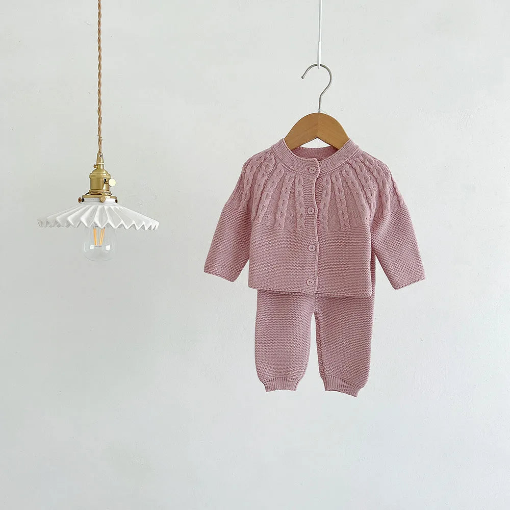 Baby Boy Knitted Clothes Sets Long-Sleeved Cardigan + Pants Autumn Winter Infant Boy Clothes Outfits