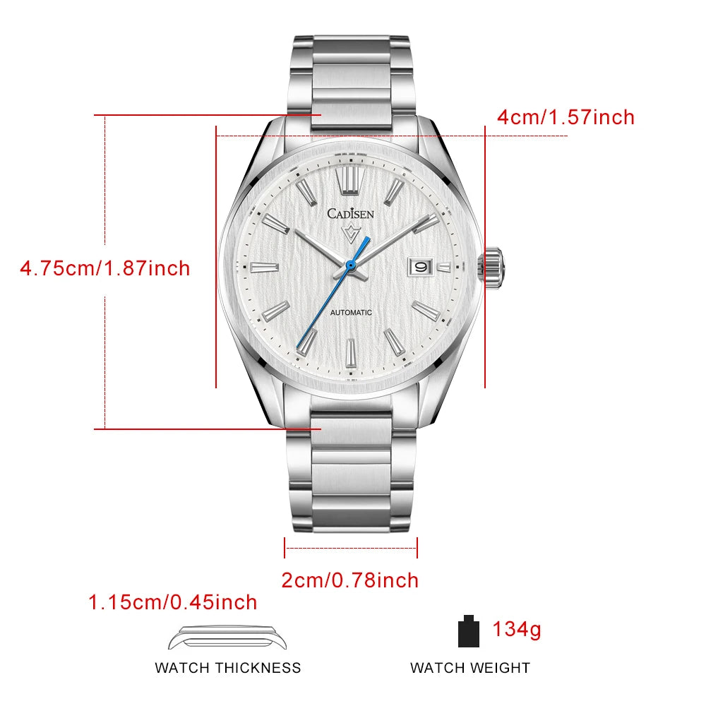 CADISEN NEW Luxury Men Mechanical Wristwatches 10Bar Waterproof Japanese NH35 Movement Automatic Watch Steel Watch for Men