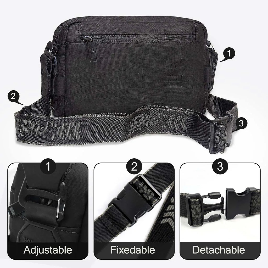 Luxury Business Shoulder Bag for Men Design Plaid Messenger Bag Crossbody Bag Casual Zipper Small Square Sling Bag Waterproof