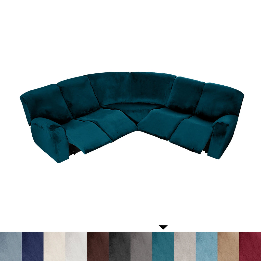 7-Piece L Shape Velvet Stretch Recliner Corner Sofa Covers for Sectional Sofa Set Reclining L Shape Sofa Slipcovers