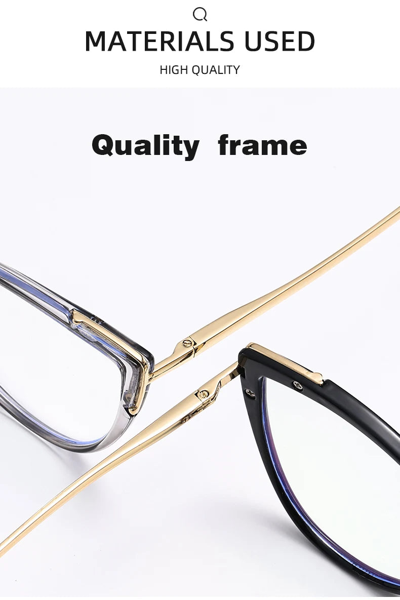 Personality Cat Eye Anti-Blue Light Spring Hinged Glasses Cross-Border Men Women Glasses Shopping Leisure Advanced Frames