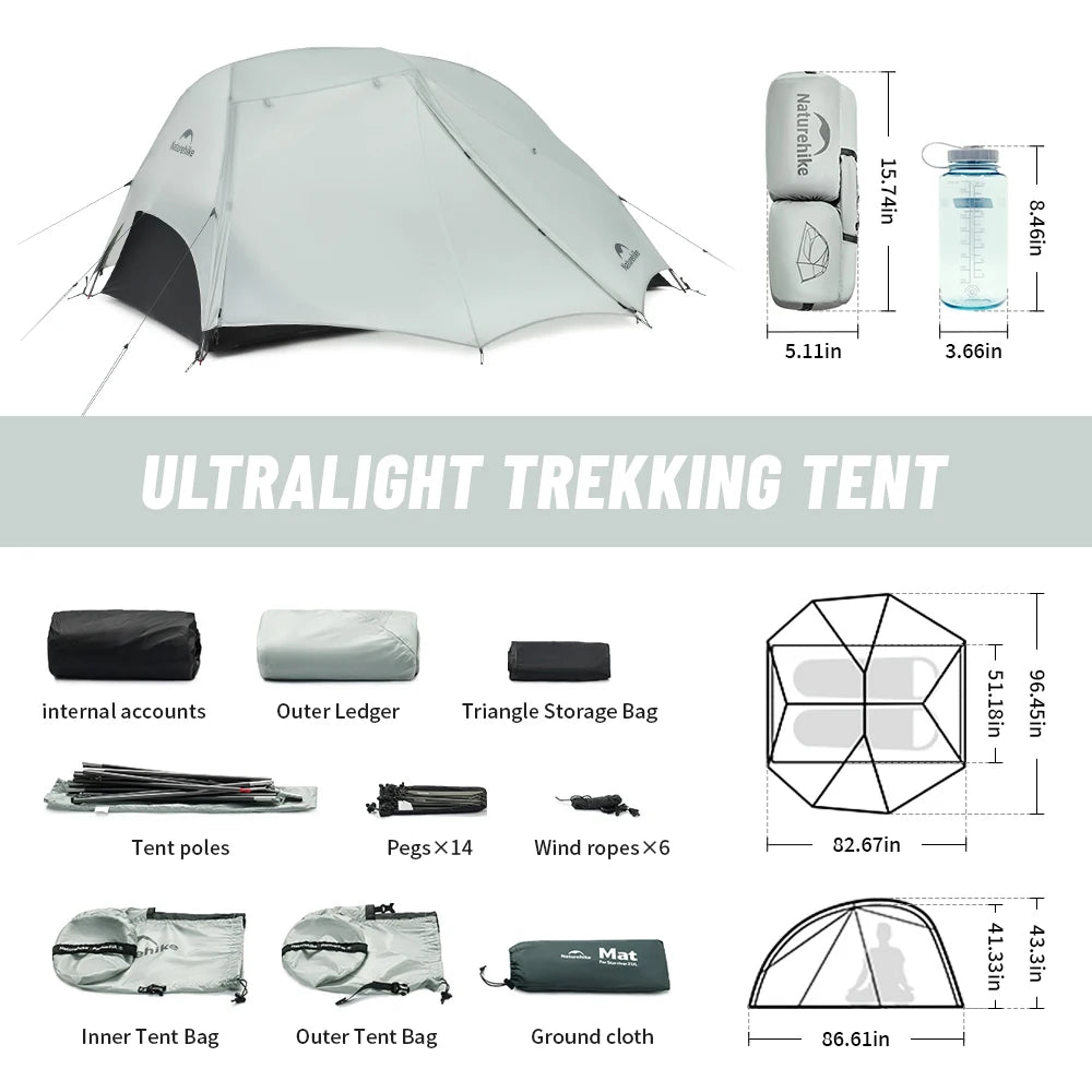 Naturehike 2025 New Camping Tent Ultralight Two Person Waterproof Large Canopy Tents Outdoor 4 Season 1 Person Travel Beach Tent