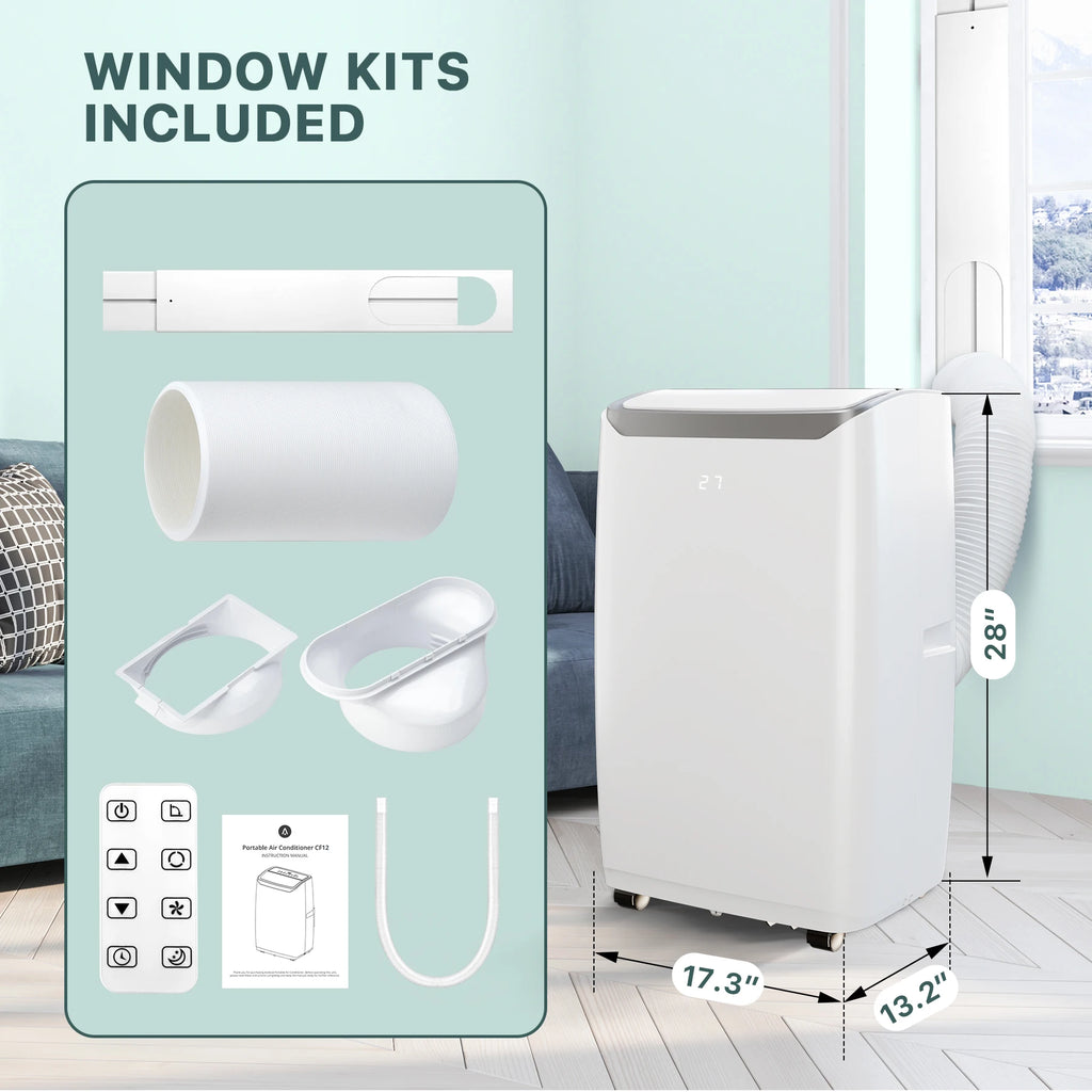 Portable Room Air Conditioners 12000 BTU AC Unit with Multi-Speed Fan, Dehumidifier Mode, Easy-to-Clean Washable Filter, White