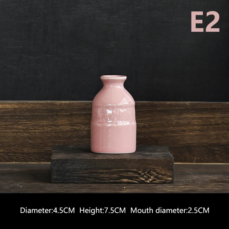 Ins Ceramics Flower Vase Nordic Hydroponics Vases Creative Room Decor Mini Flower Plant Bottle Pots Table Ornament Colorful Vase