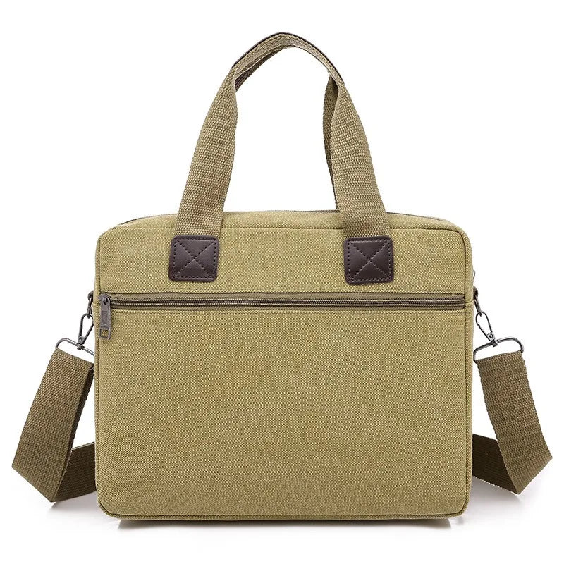 Men's Handbag Canvas Travel Business Shoulder Bag Vintage Document Crossbody Bag