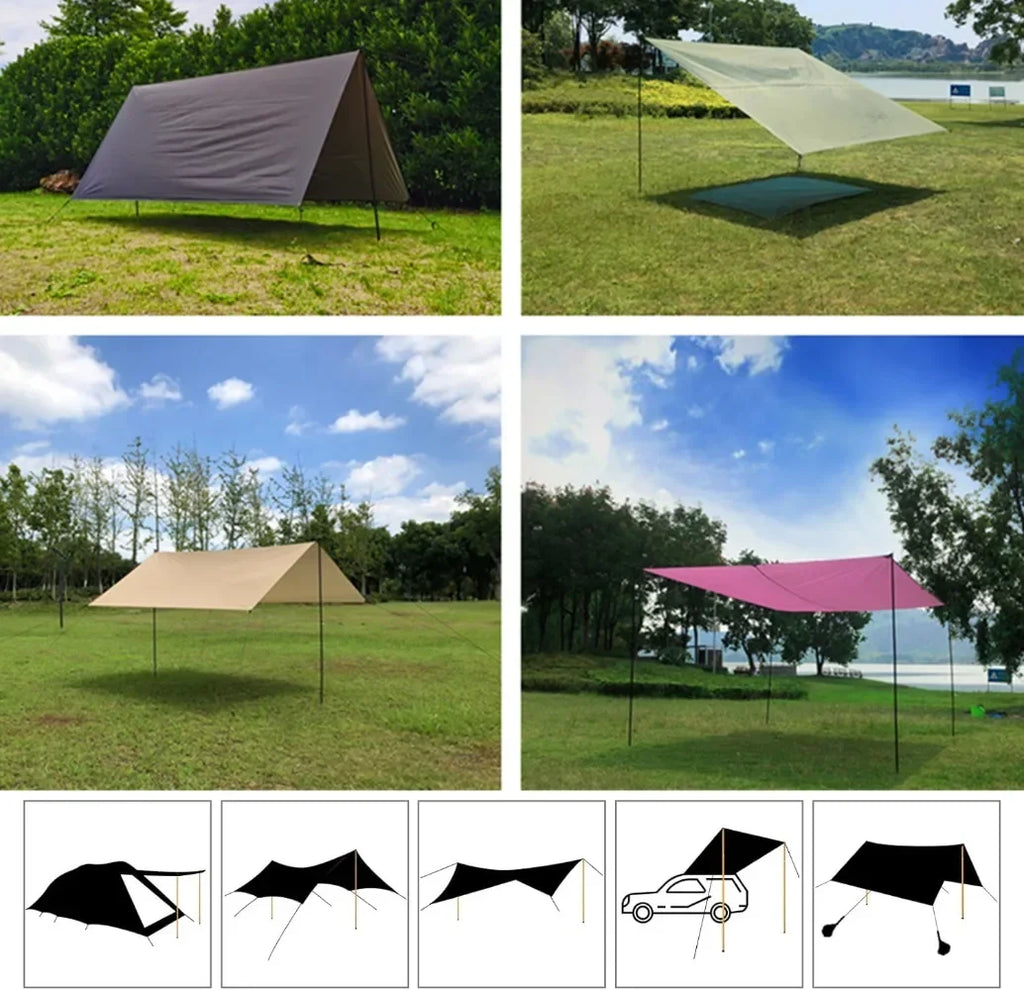 Set of 2 Tent Tarp Poles Universal Telescopic Adjustable Aluminium Camping Awning Poles Tent Accessories for Headroom Canopy