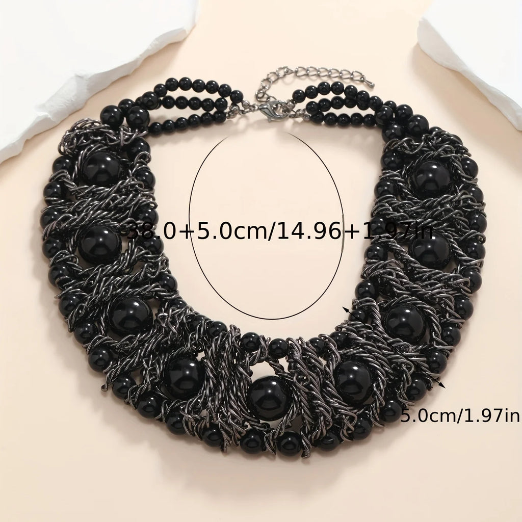 Women's exaggerated woven necklace, Bohemian wind, suitable for daily holiday gifts to girlfriends and wives