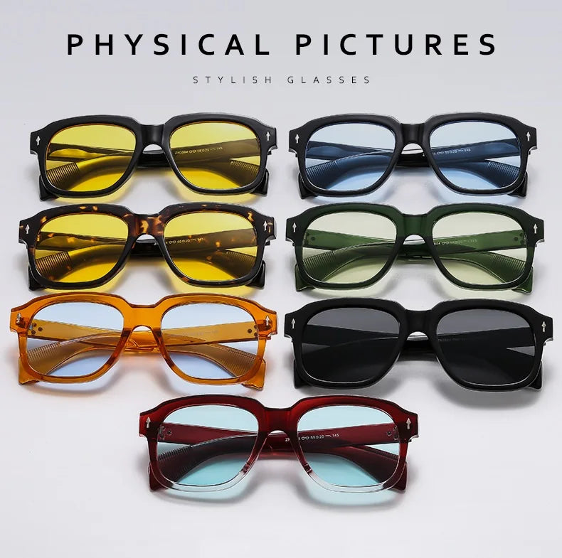 Women Square Sunglasses Ins Popular Men Vintage Rivets Punk Female Shades UV400 Fashion Male Sun Glasses