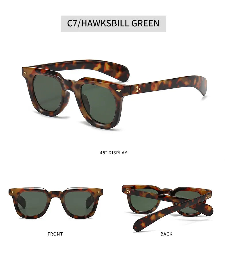 Ins Popular Women Square Sunglasses Men Vintage Rivets Punk Female Shades UV400 Fashion Male Sun Glasses