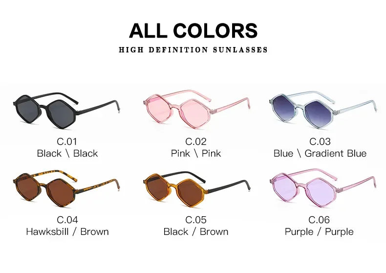 2025 Sunglasses for Women Rhombus Clear Blue Sun Glasses Irregular Vintage Small Frame Goggle UV400 Ladies Lentes De Sol Mujer