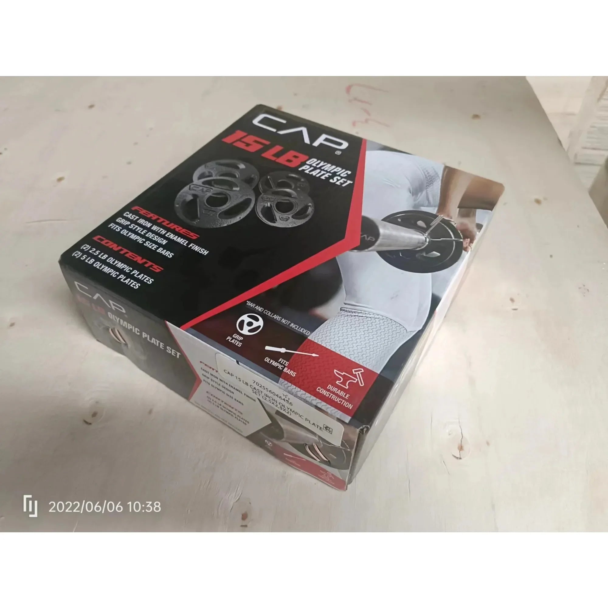 (2 pack) 15lb 2-inch Grip Plate Weight Set (2x2.5lb/2x5lb),Made of durable, long-lasting cast iron