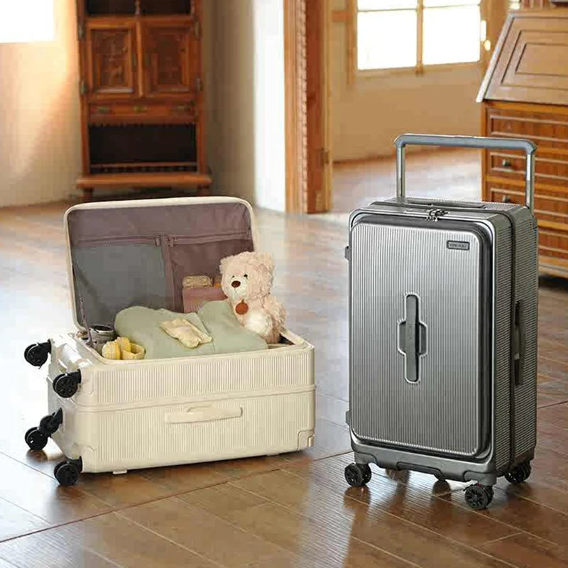 2025 Front-opening Luggage. 26-inch anti-drop rolling suitcase, 20-inch carry-on luggage, combination suitcase, 24-inch travel b