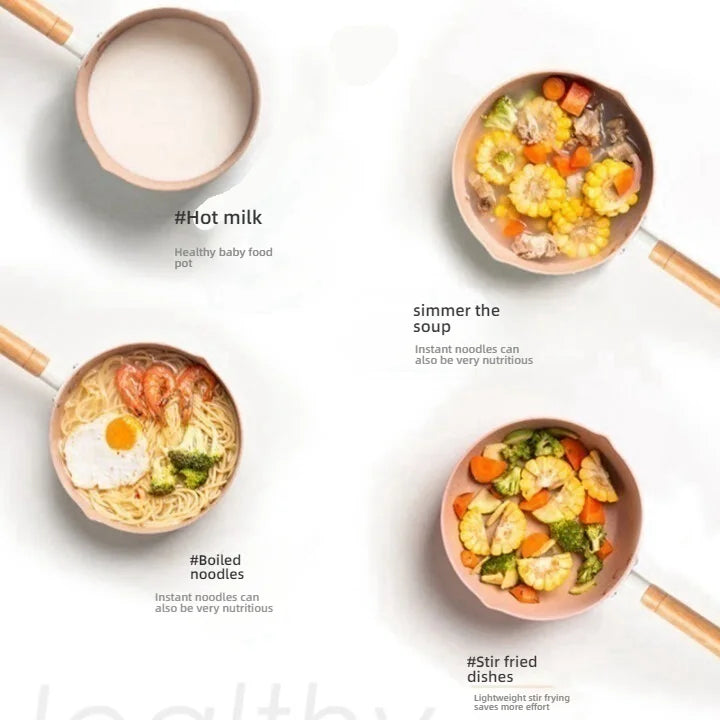 1pc Blue/Green/White Non Stick Pan Milk Pot Baby Food Pot Snow Pan Frying And Boiling Integrated Induction Cooker Gas Universal