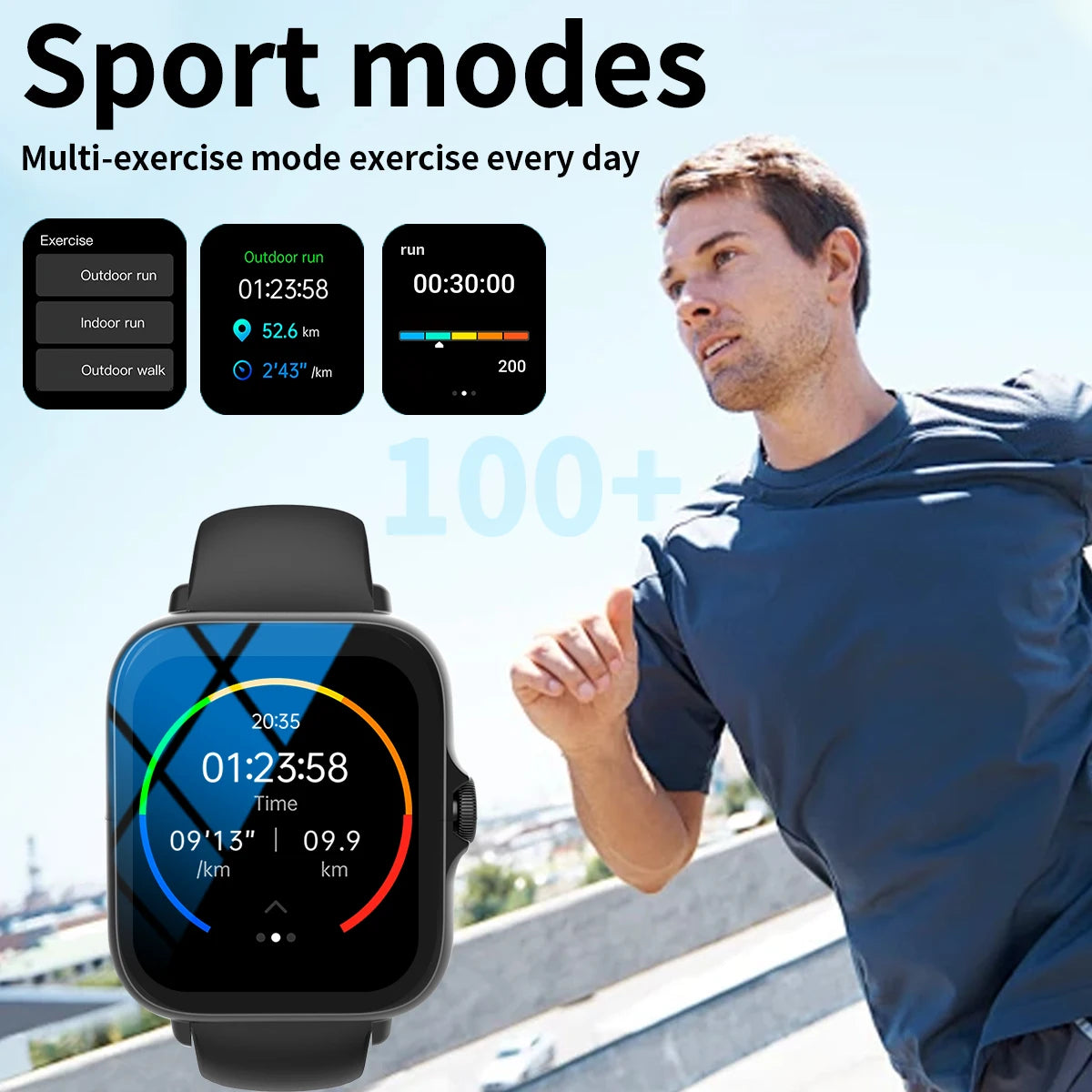 Smart watch, multi-sport mode, message reminder, multiple APP reminders, suitable for men and women, custom wallpaper