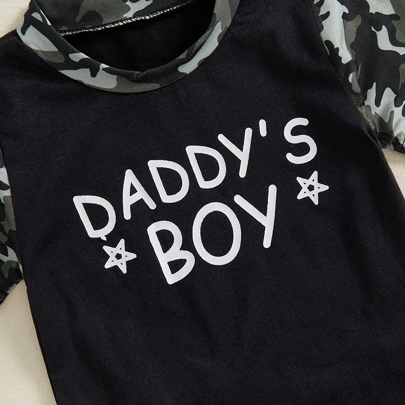 Toddler Boys Casual Outfits Camo Print Tee and Elastic Waist Shorts Set for 2 Piece Summer Clothing Set
