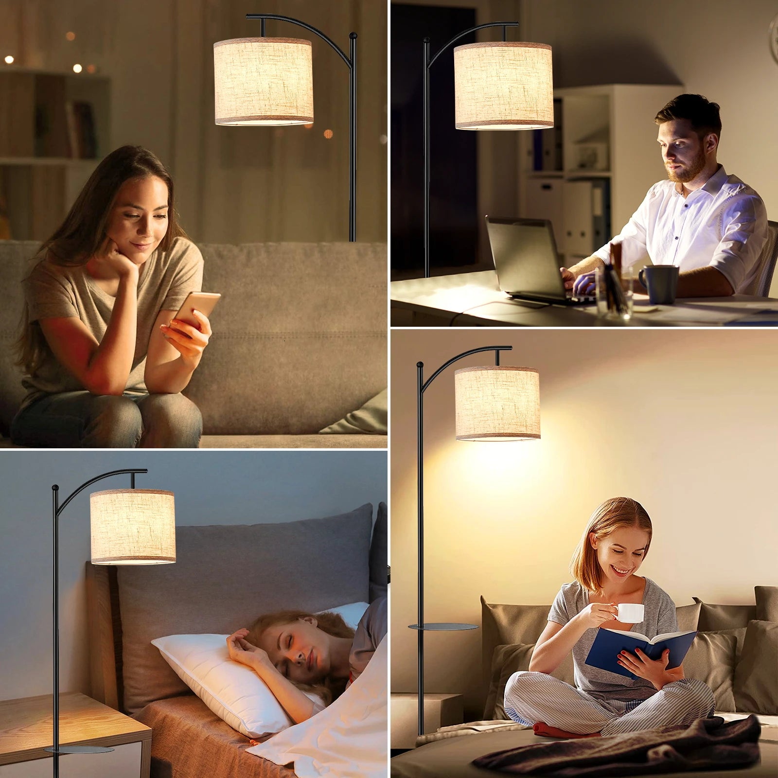 Floor Lamp With 3 Color Temperatures, Standing Lamp With Magnetic Remote Control For Bedroom, Living Room( 9W LED Bulb Included)