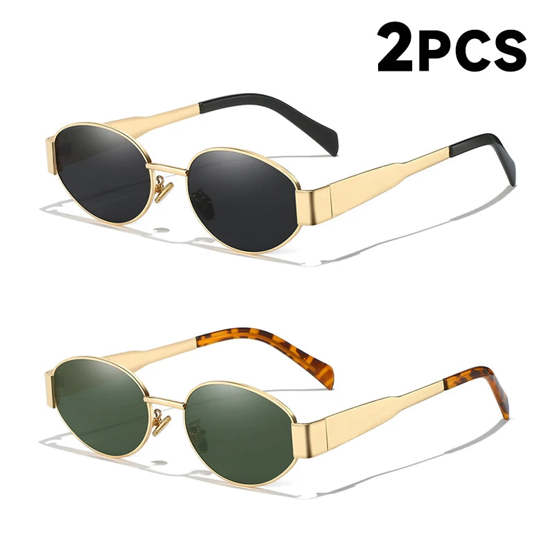 New Sunglasses For Women And Men UV400 Sun Glasses Alloy Oval Eyewear