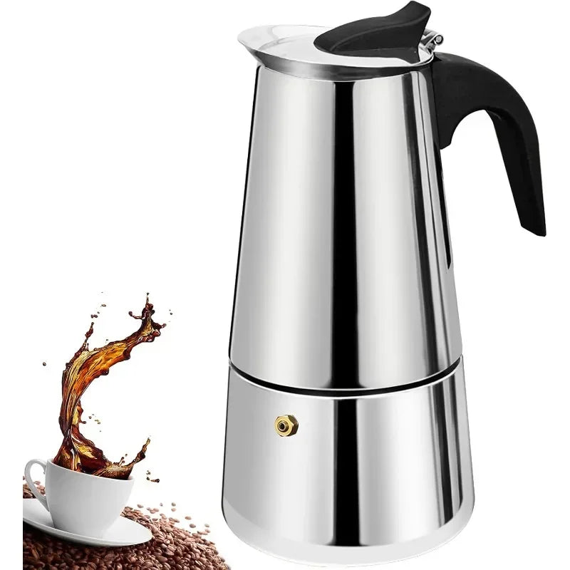 Coffee Maker Moka Pot,2/4/6 Cups Stainless Steel coffee Pot,Italian Coffee Machine Fit Induction Cookers Coffee Accessories
