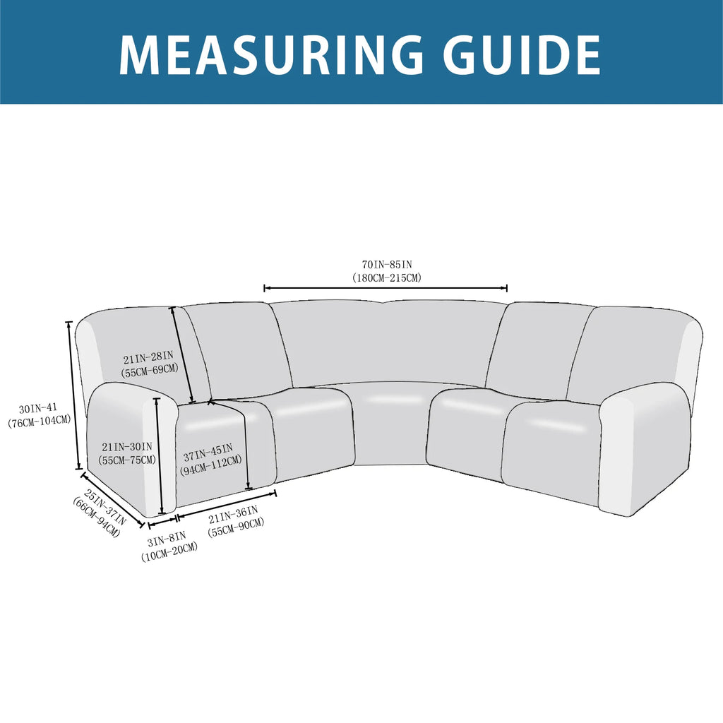 7-Piece L Shape Velvet Stretch Recliner Corner Sofa Covers for Sectional Sofa Set Reclining L Shape Sofa Slipcovers