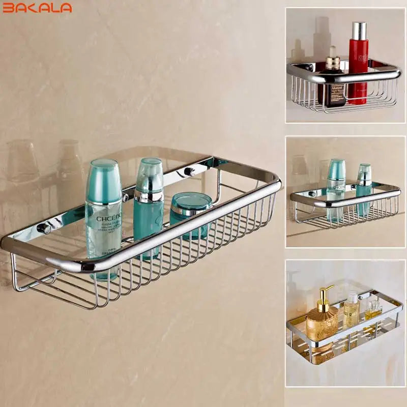 BAKALA Brass Bathroom Accessories Corner Shelf  Finished Wall Mounted Bath Shower Caddy Storage Holder BR-6716