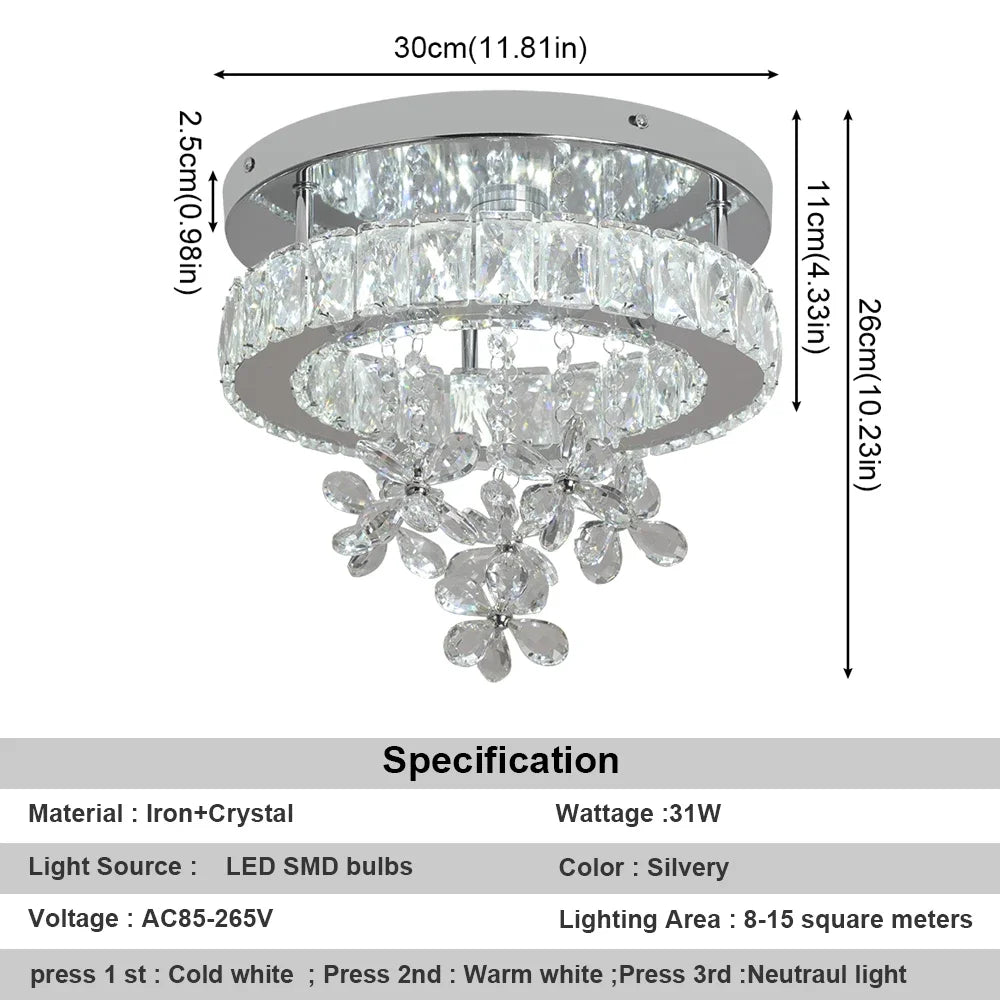 Modern Crystal LED Ceiling Lamp Pendant Lighting Living Dining Room Decor Chandelier Fixtures Aisle Stair Lustre