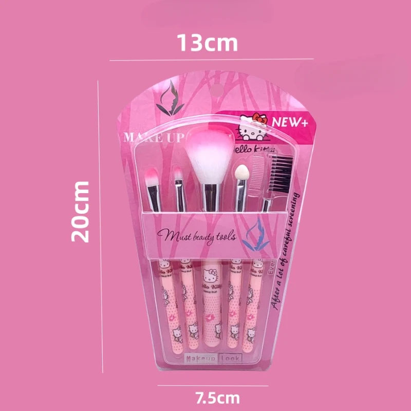Sanrio cartoon cosmetics cute Hello Kitty makeup brush set blush eyebrow pencil lip gloss eye shadow brush soft hair beauty tool