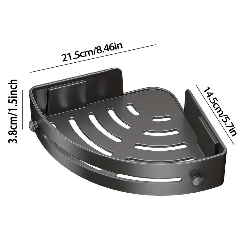 2pcs No-Drill Wall-Mounted Corner Shelf - Durable ABS Bathroom Storage Rack for Sink, Toilet, and Shower Organization