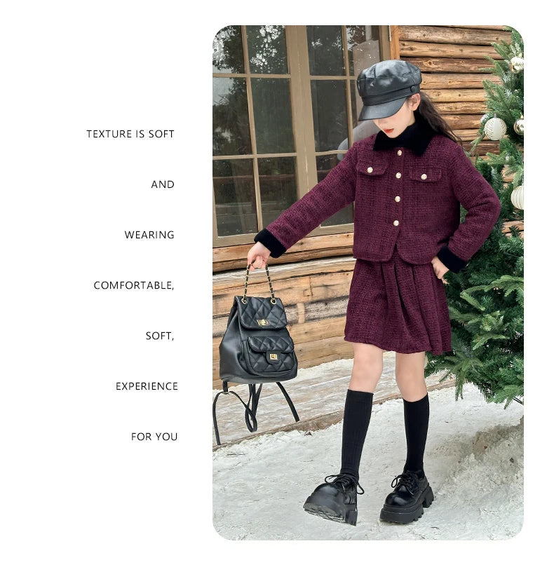 baby Girls Outfits blazer+Pleated skirt 2pcs kids girls clothes set Designer Style 4-14 years coat+skirt teen girl clothing suit