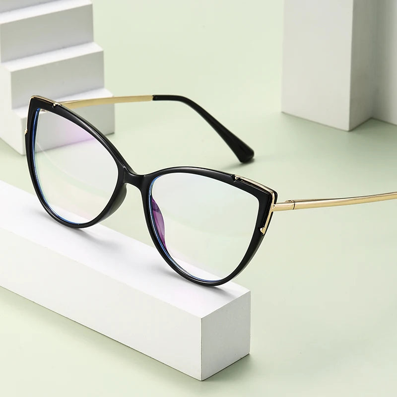 Personality Cat Eye Anti-Blue Light Spring Hinged Glasses Cross-Border Men Women Glasses Shopping Leisure Advanced Frames
