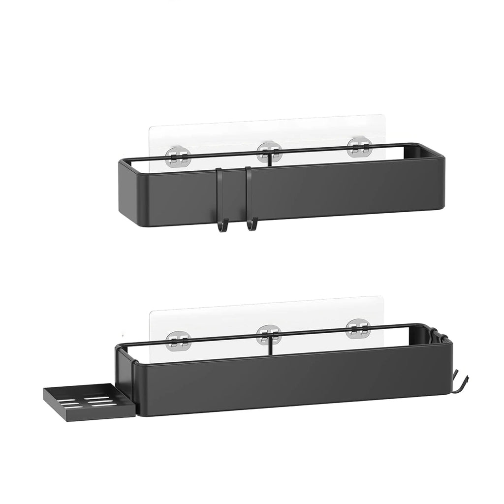 Adhesive Shower Shelves with Soap Holder 4 Hooks no Drilling Bathroom Organizers and Storage Racks