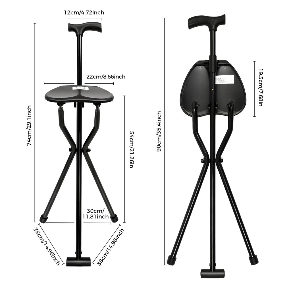 Portable Walking Pole and Tripod Chair Walking Stick, Walking Cane, Cane Chair, Folding Cane with Seat,Walking,Waiting in Line