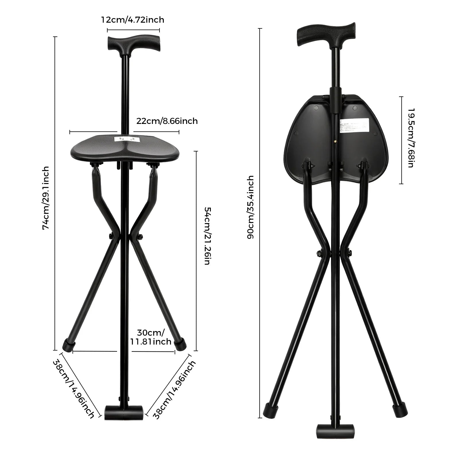 Portable Walking Pole and Tripod Chair Walking Stick, Walking Cane, Cane Chair, Folding Cane with Seat,Walking,Waiting in Line