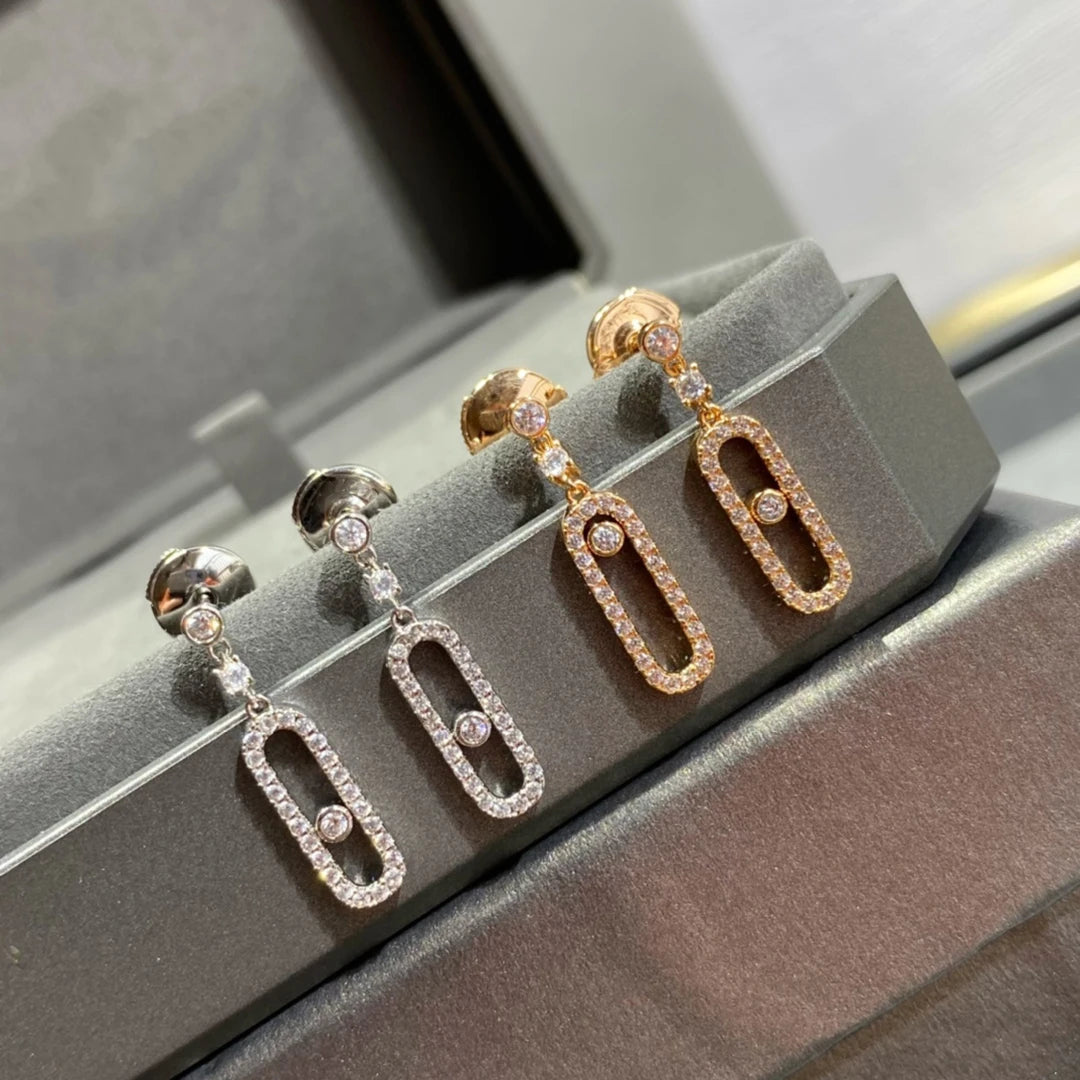 Classic French luxury jewelry S925 women's earrings made of pure silver material. Exquisite engagement gift. move stone