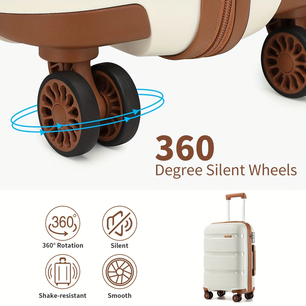 Kono 20" Lightweight Hardshell Luggage Set - Cabin Carry-On with Travel & Toiletry Bags