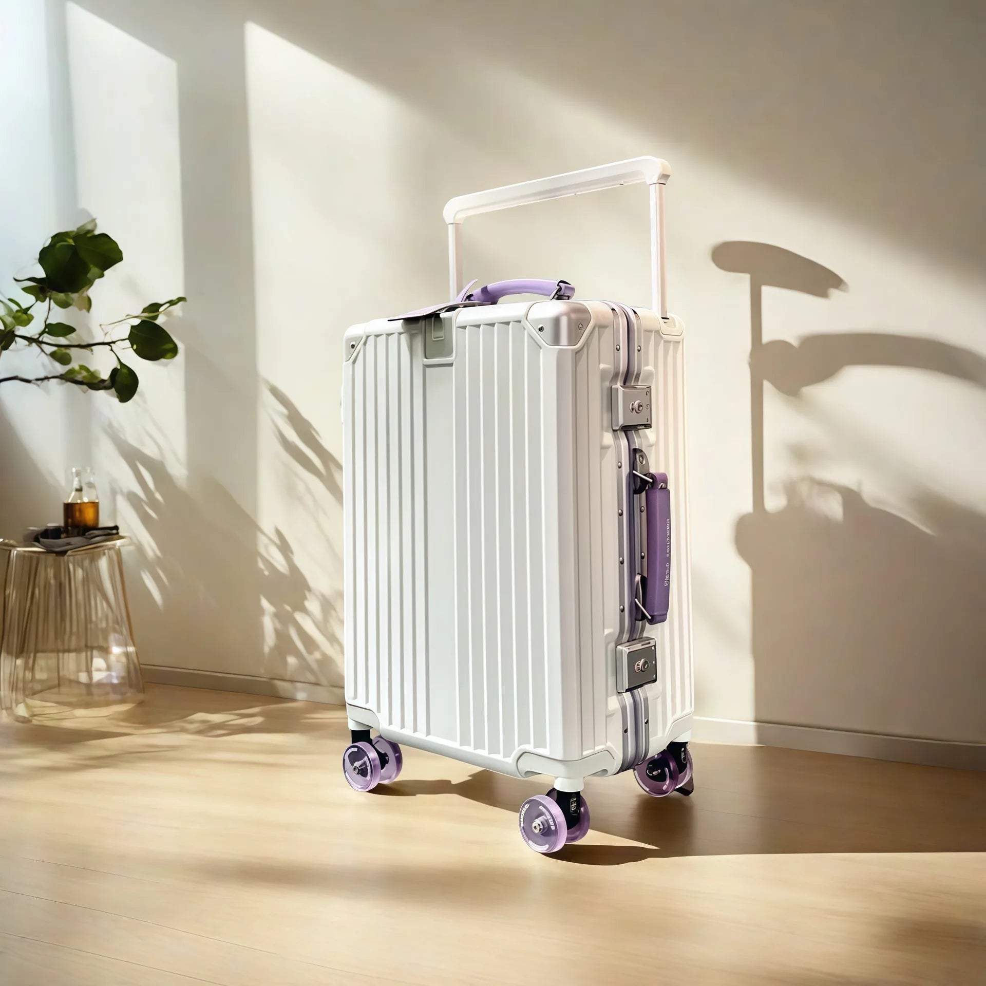 Wide Handlebar Rolling Luggage Large Capacity Travel Aluminum Frame Trolley Suitcase with Colorful Silent Spinner Wheel TSA Lock