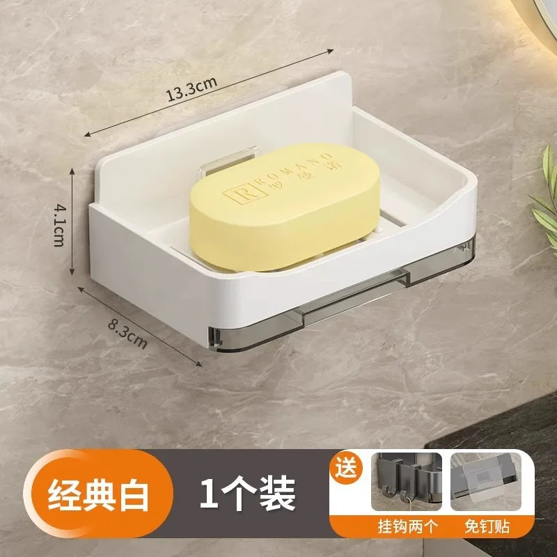 Modern bathroom wall mounted soap dish without water accumulation new balcony soap box household drain storage rack