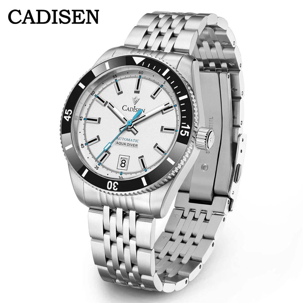 CADISEN New Men's Watches Mechanical Automatic Watch Men Japan Seiko NH35A Ceramic Bezel 10Bar Waterproof Wristwatch For Men