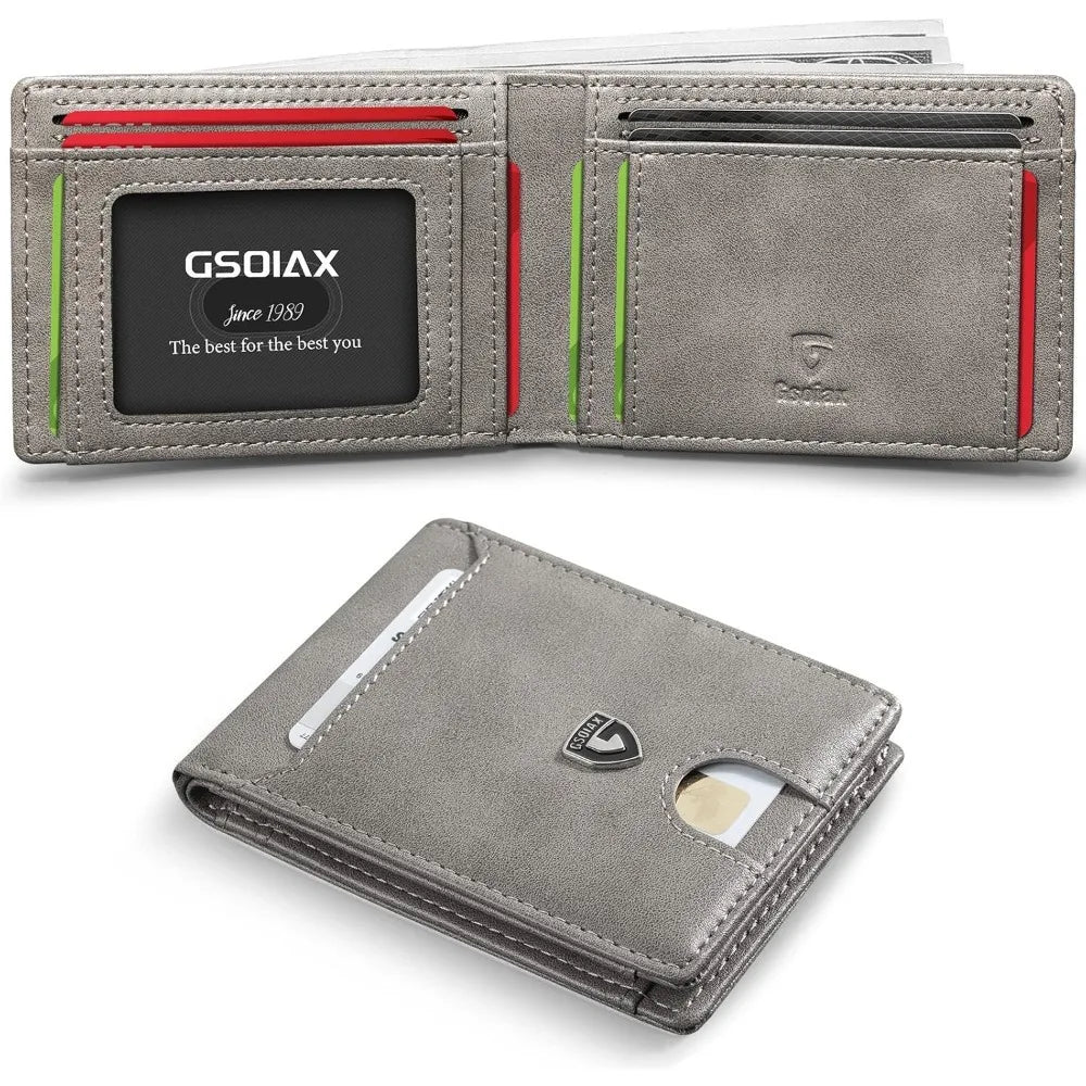 Mens Slim Wallet RFID Blocking Bifold wallets for men Minimalist Genuine Leather Carbon Fiber Card Holder Money Clip Thin Mens w