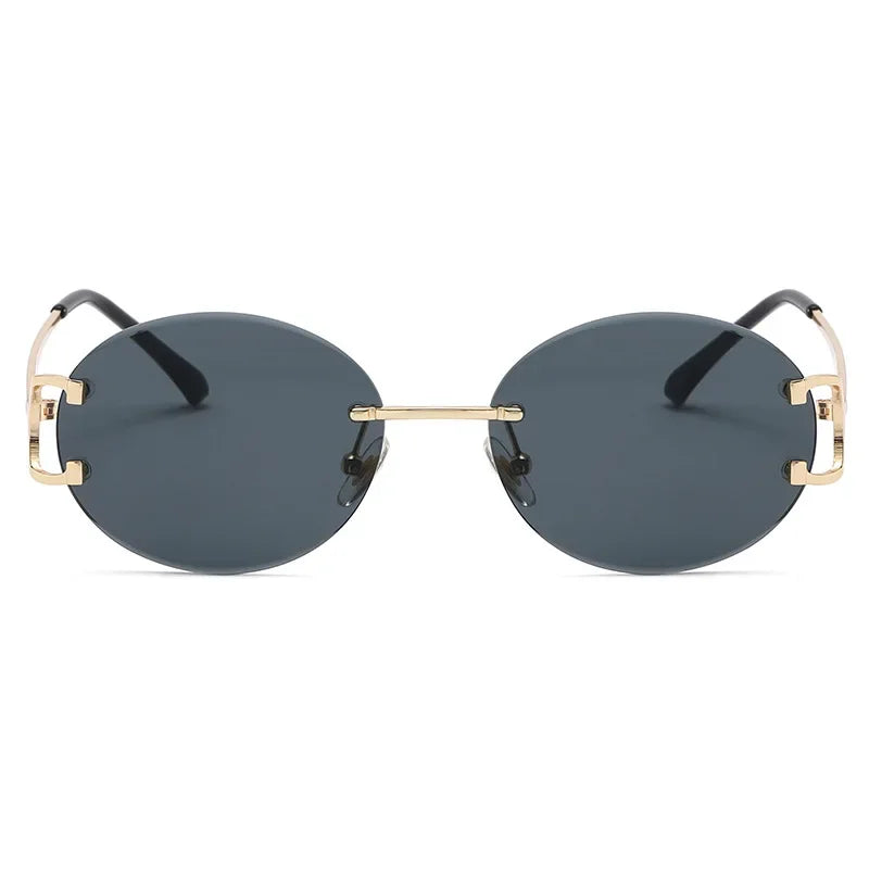 Trendy Sunglasses For Woman Summer Rimless Sunglass Oval Fashion Brand Designer Shades Pink Women's Sun Glasses UV400